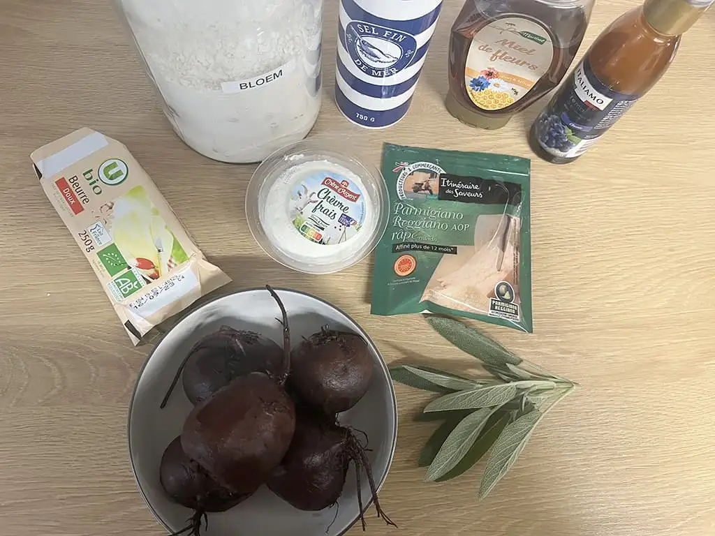 Savoury beetroot galette ingredients