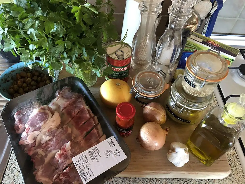 Lamb stew with spiced couscous ingredients