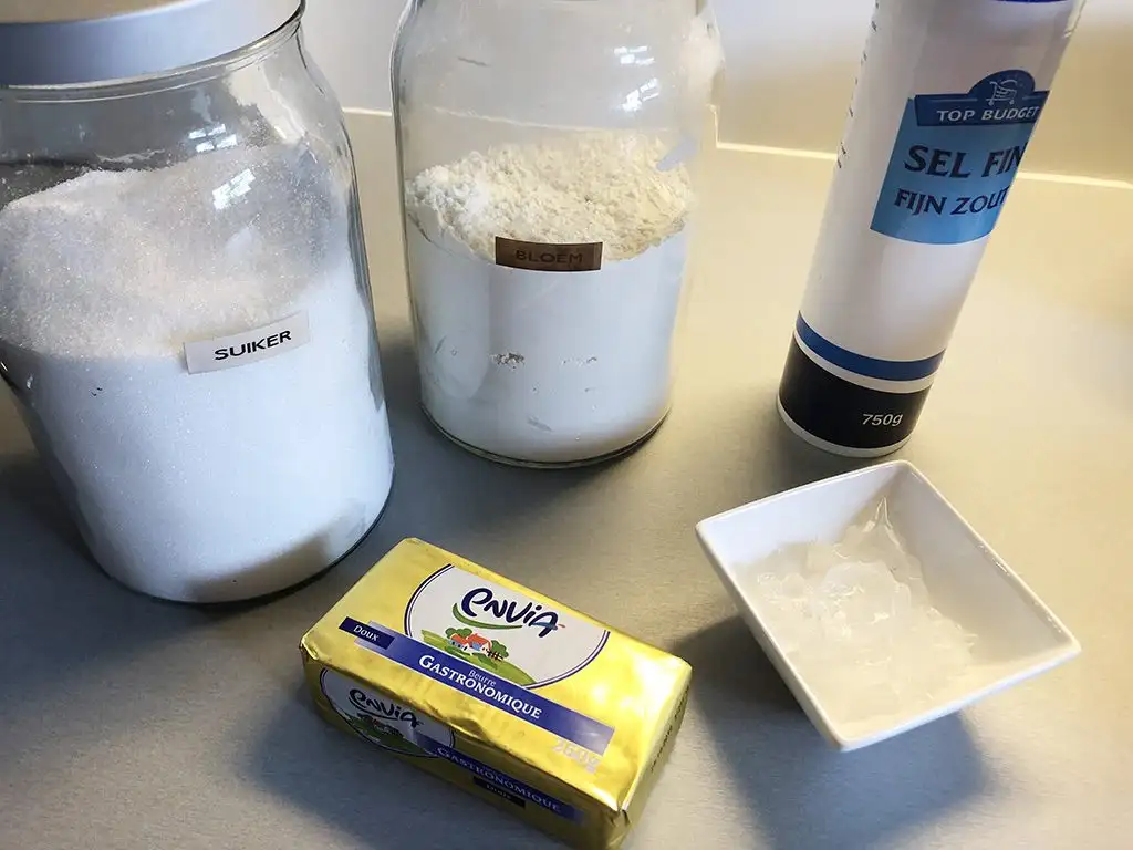 Homemade savoury shortcrust pastry ingredients