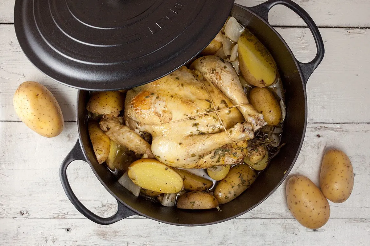 One-pot whole roasted chicken with fennel
