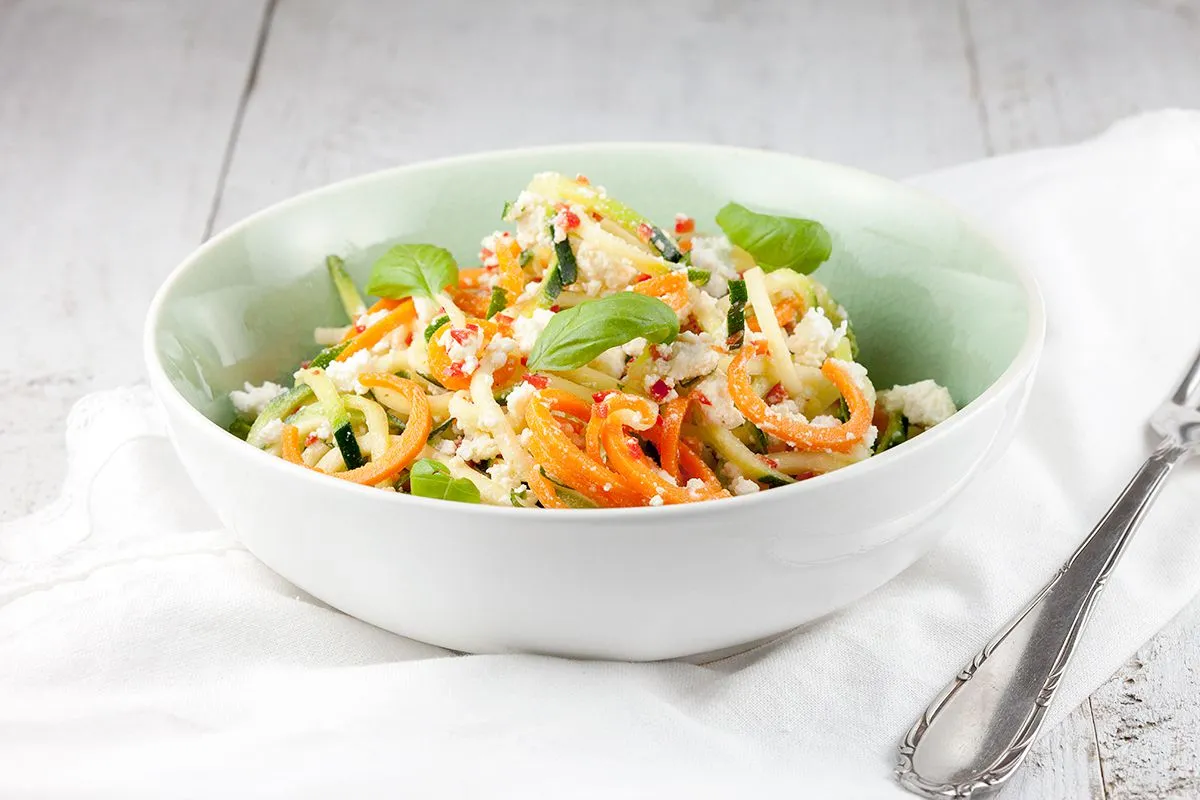 Spiralized zucchini and ricotta salad