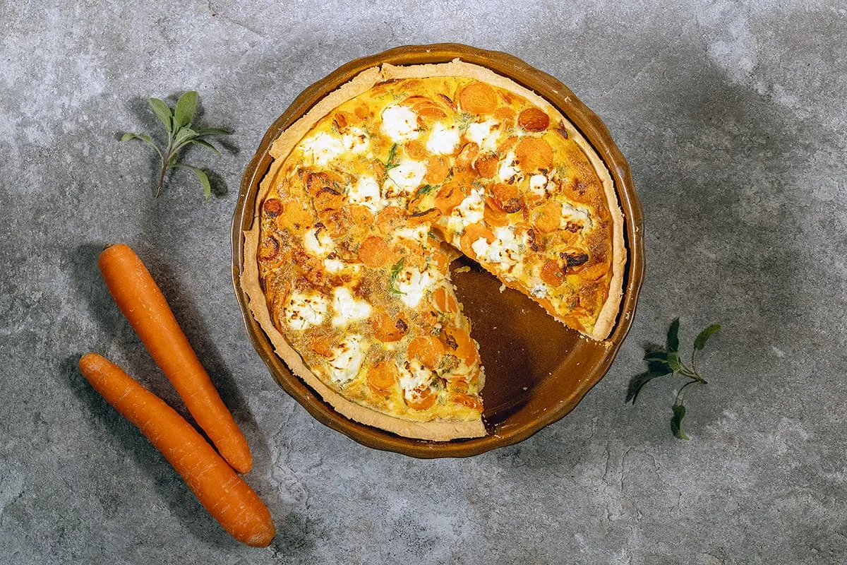 Carrot and goat cheese quiche - a tasty savory pie