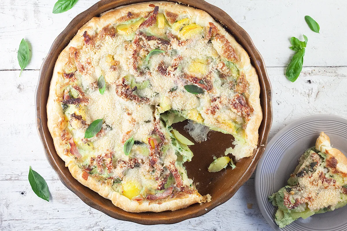 Potato pesto quiche
