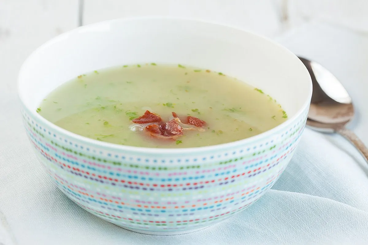 Roasted garlic and watercress soup