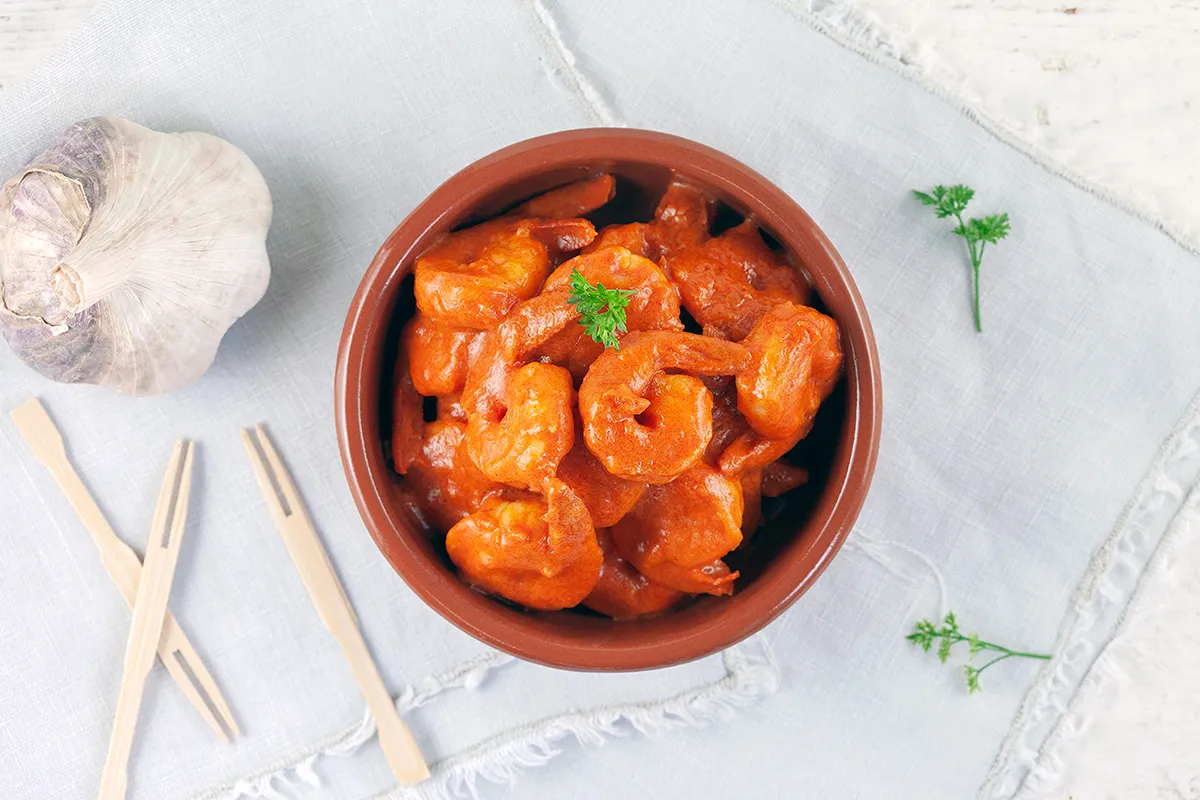 Scampi diabolique - spicy shrimp in tomato sauce