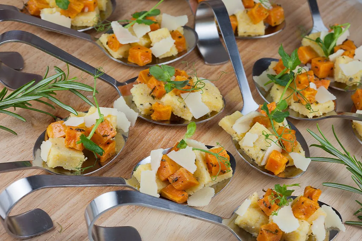 Polenta and sweet potato appetizers