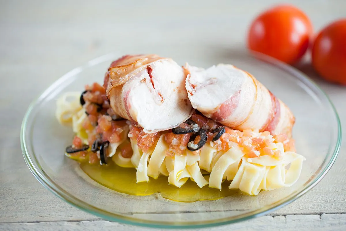 Chicken wrapped in bacon