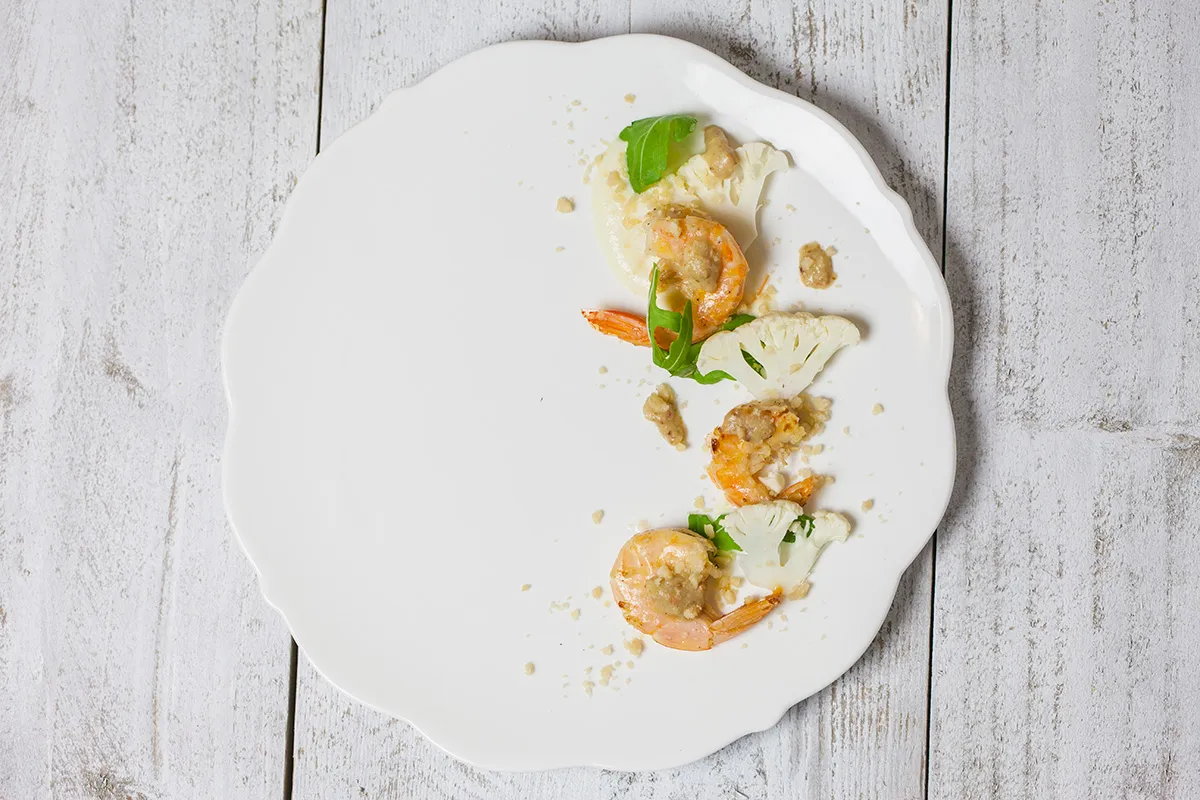 Posh prawns with cauliflower