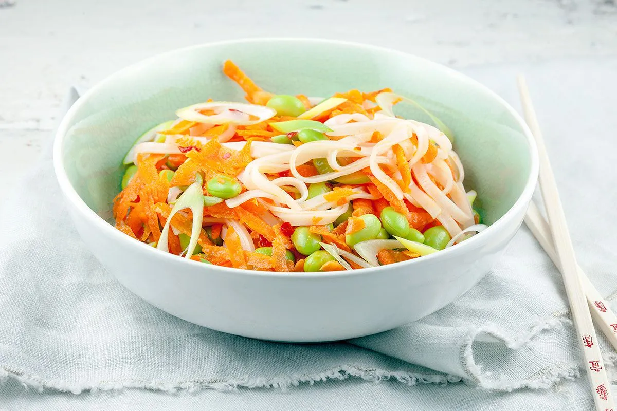Noodle and edamame salad