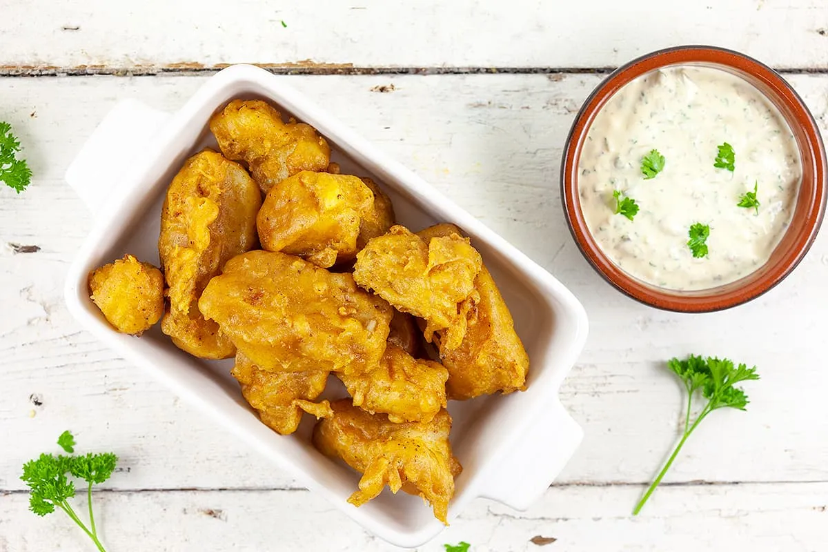 Homemade Dutch kibbeling (with ravigote sauce)