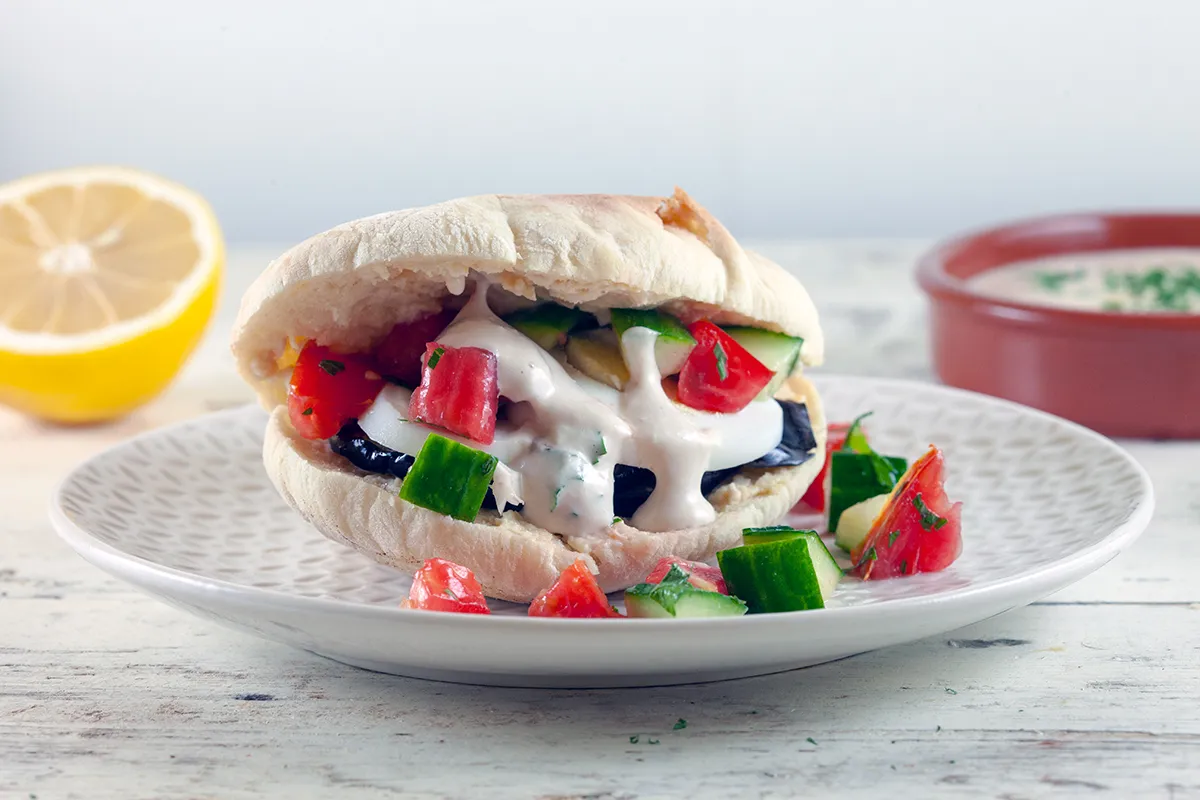 Sabich - pitas with eggplant and egg