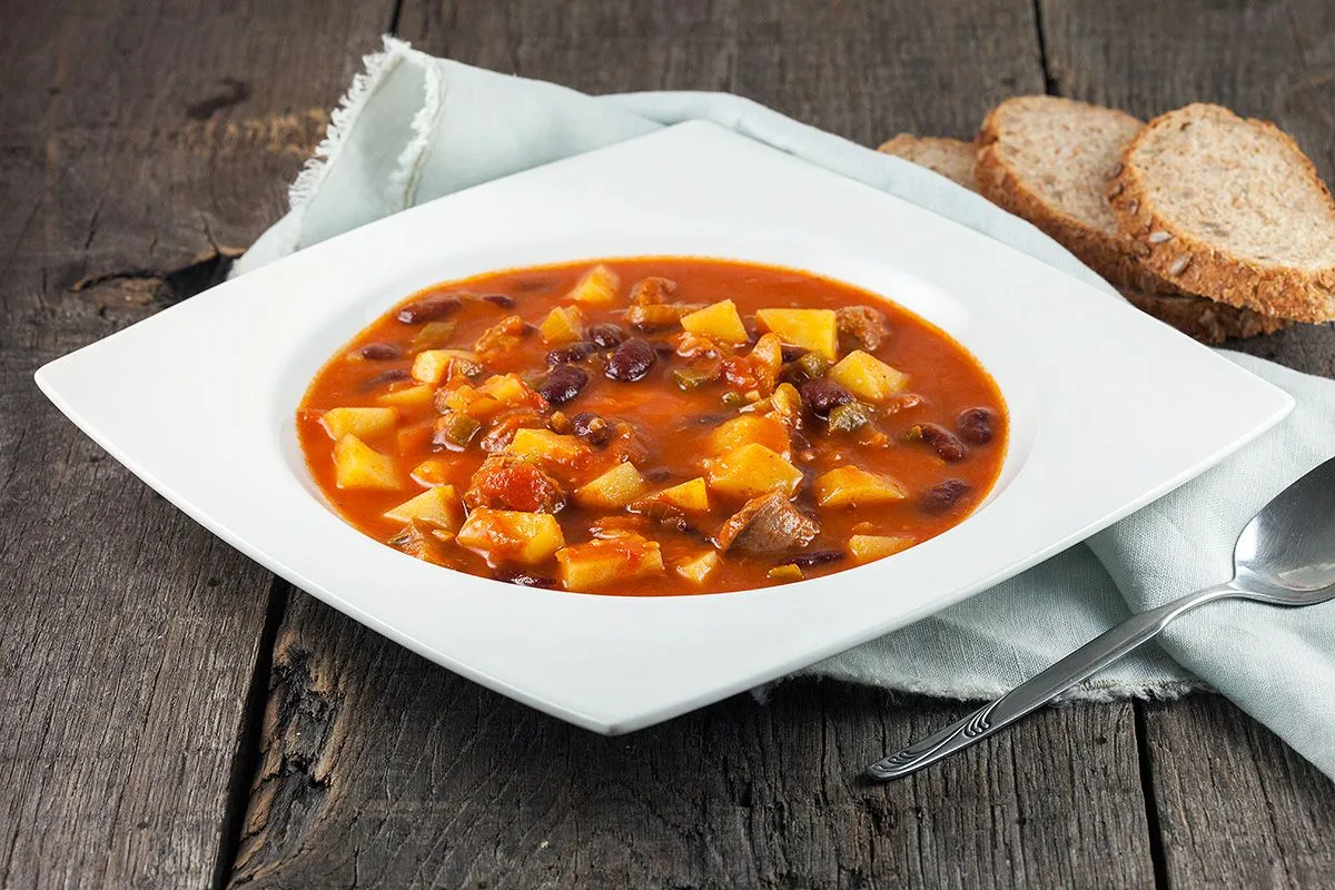 Vegetable, bean and sausage soup