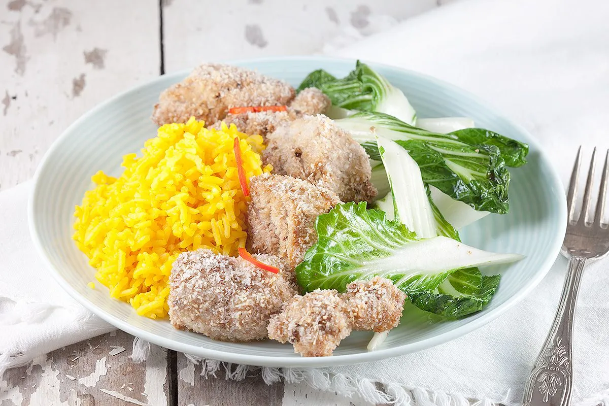 Oven-baked coconut chicken thighs