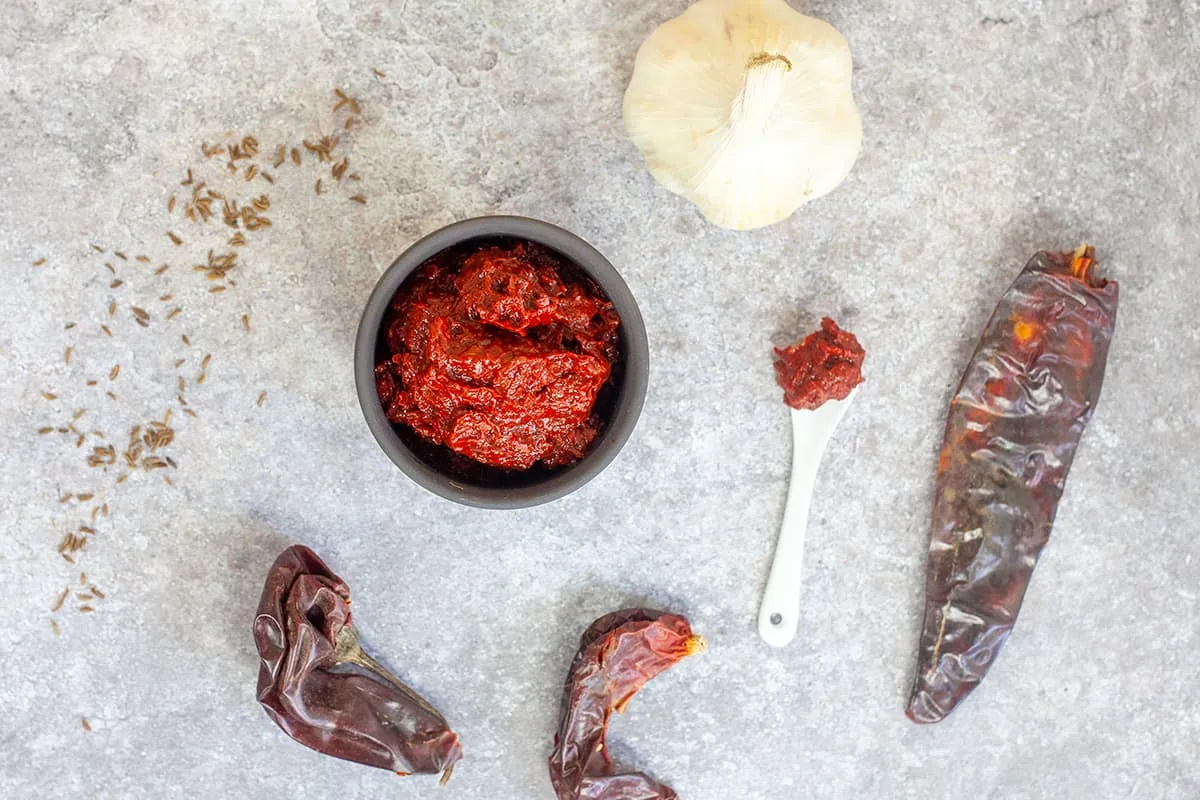 Homemade harissa (North African chili paste)