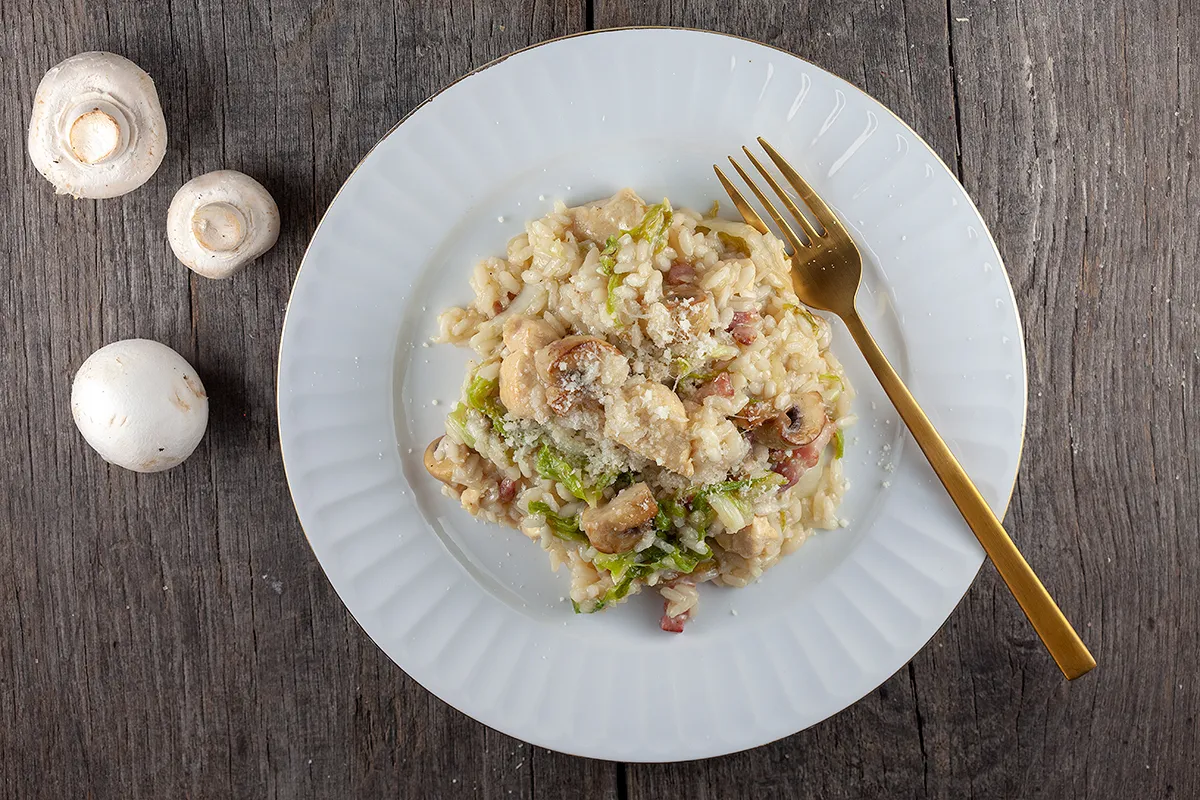 Chicken and cabbage risotto
