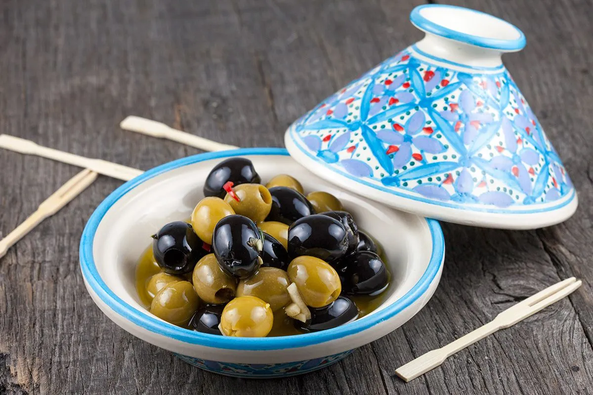 Overnight marinated olives