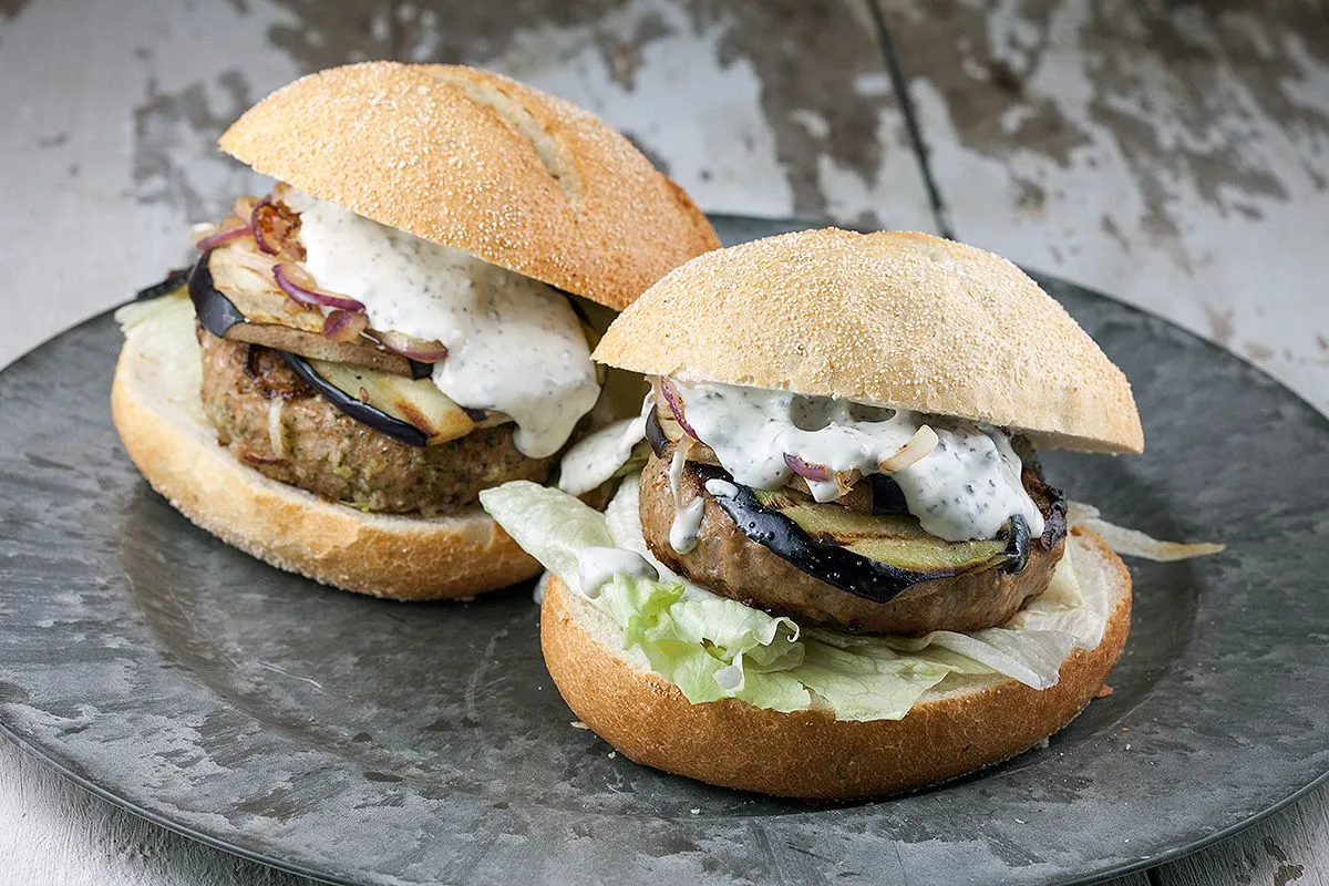 Lamb burger with truffle mayonnaise