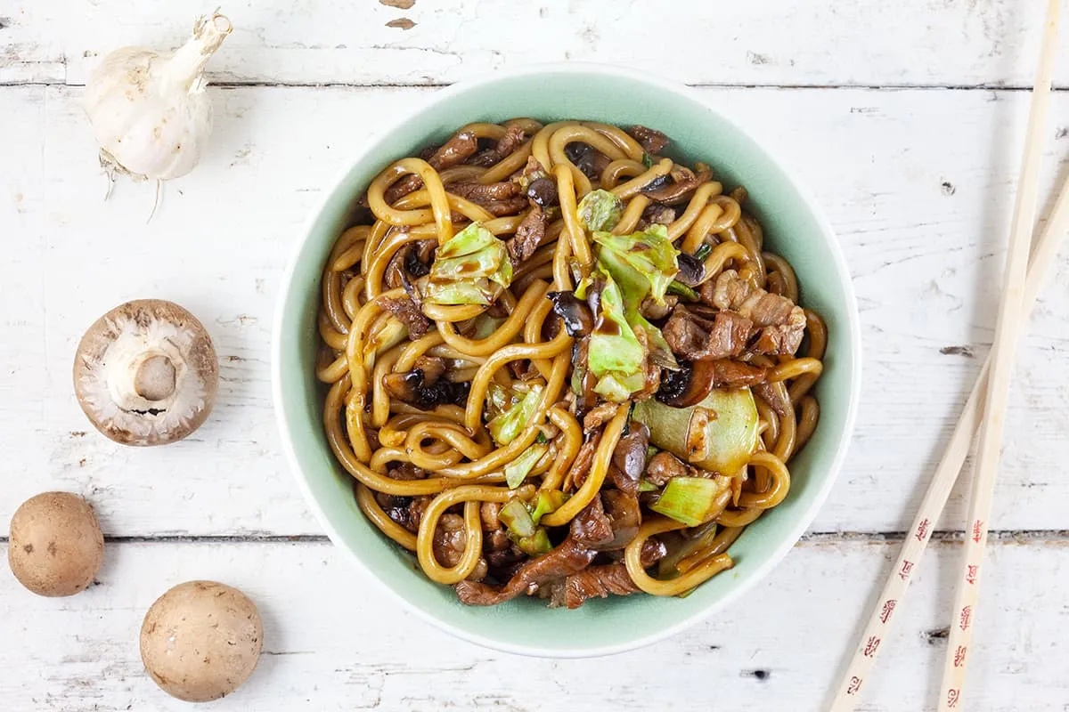 Shanghai noodles in a delicious soy sauce