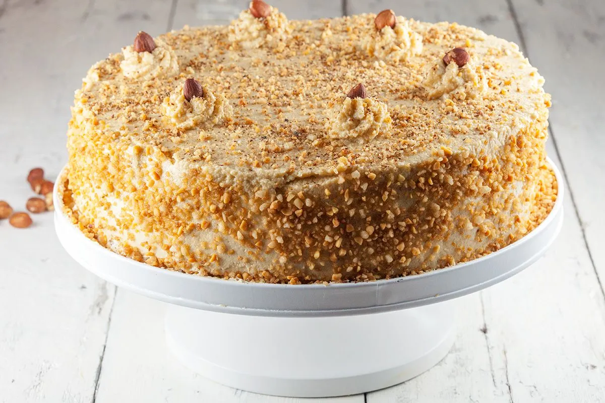 Mocha and hazelnut meringue pie