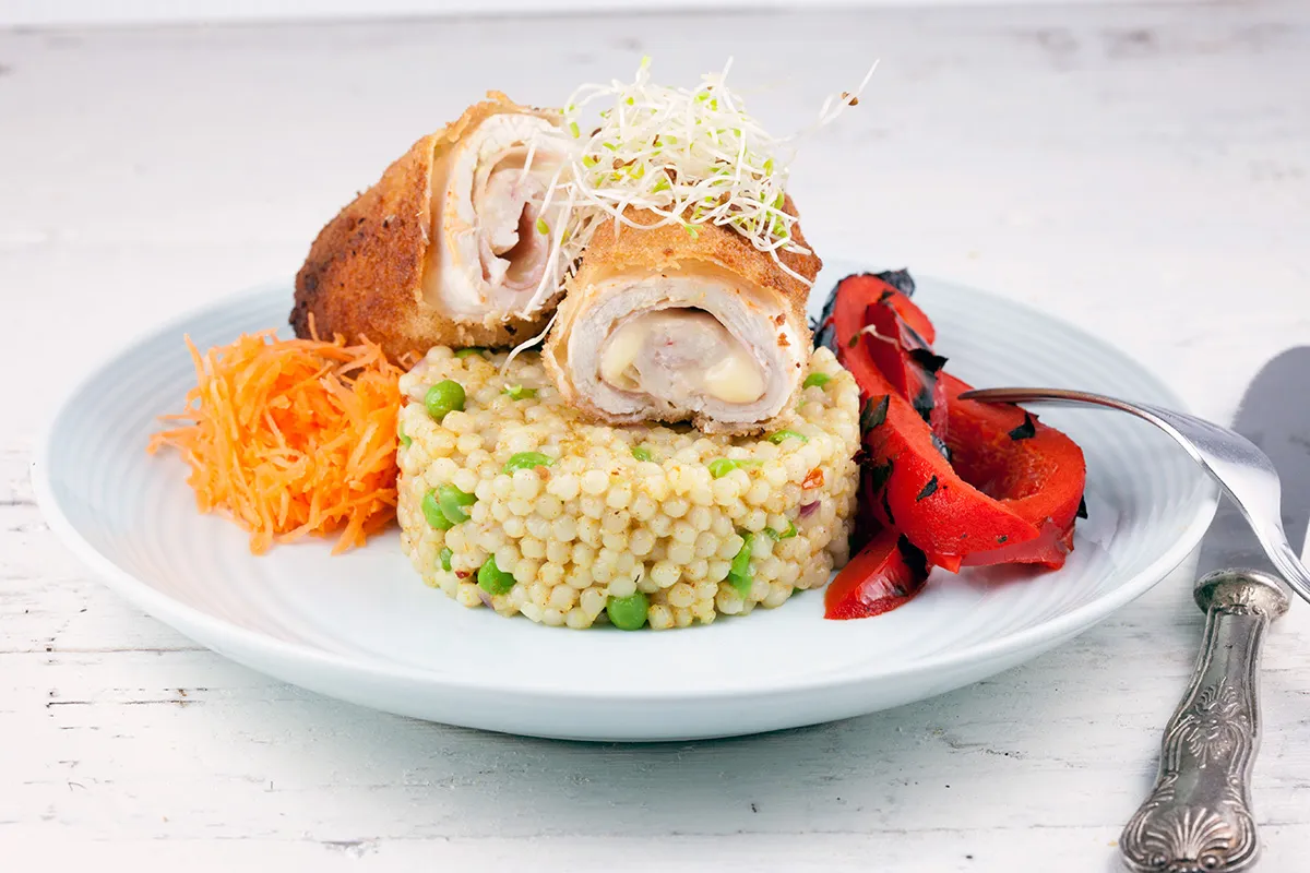 Cordon bleu with pearl couscous
