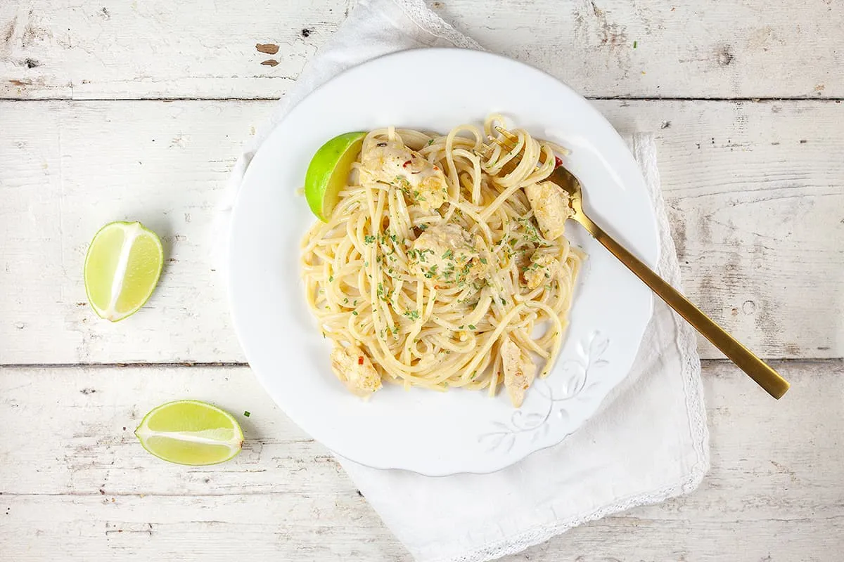 Coconut and lime chicken spaghetti