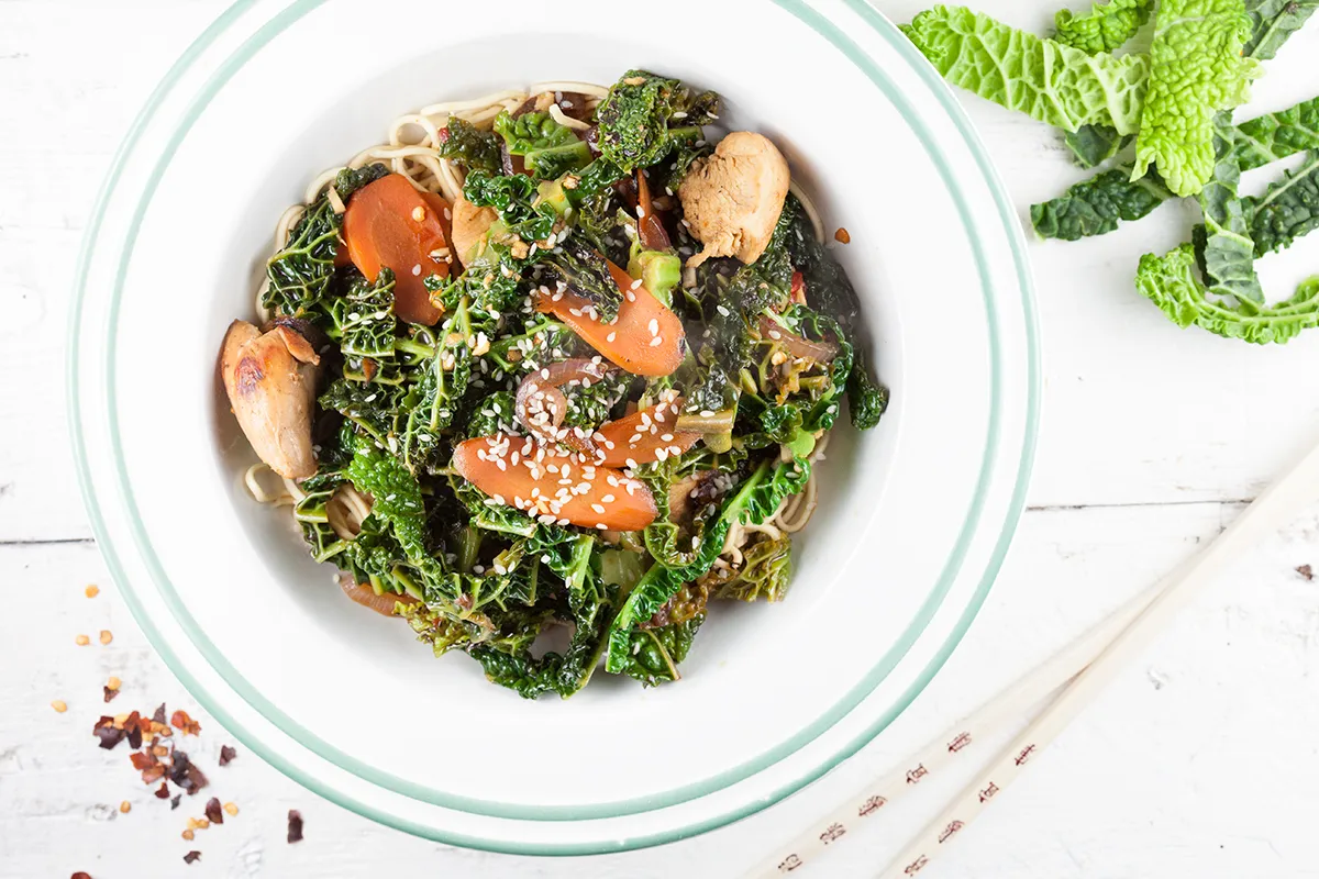 Chicken and savoy cabbage stir-fry
