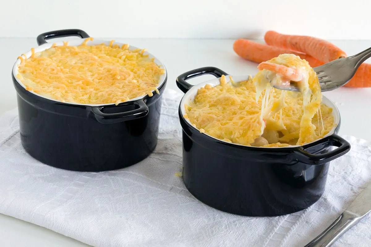 Fish pan with salmon and coalfish