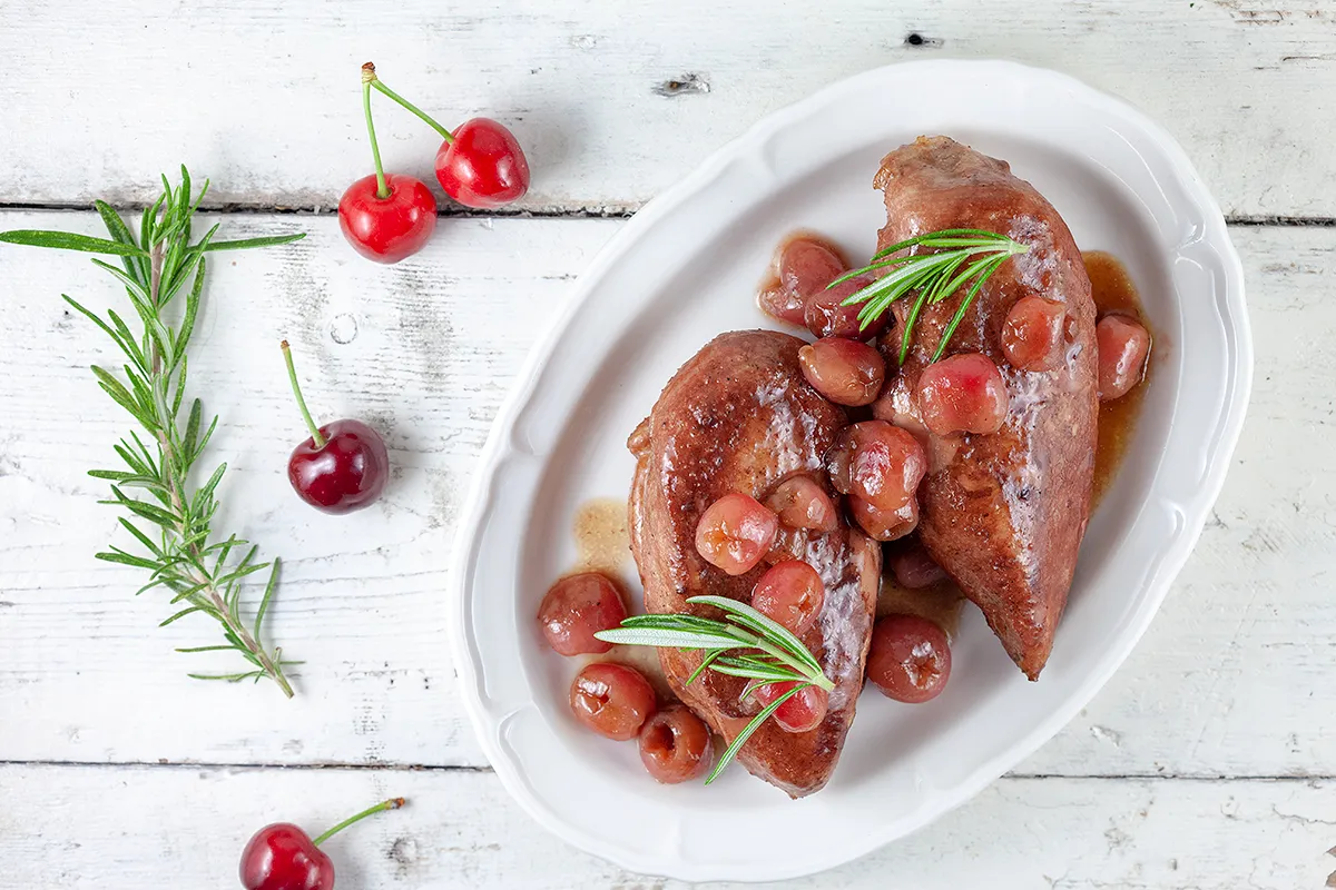 Chicken with cherry port sauce