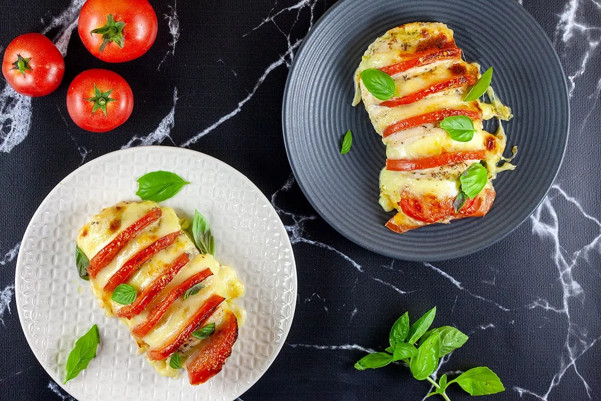 Oven-baked chicken caprese