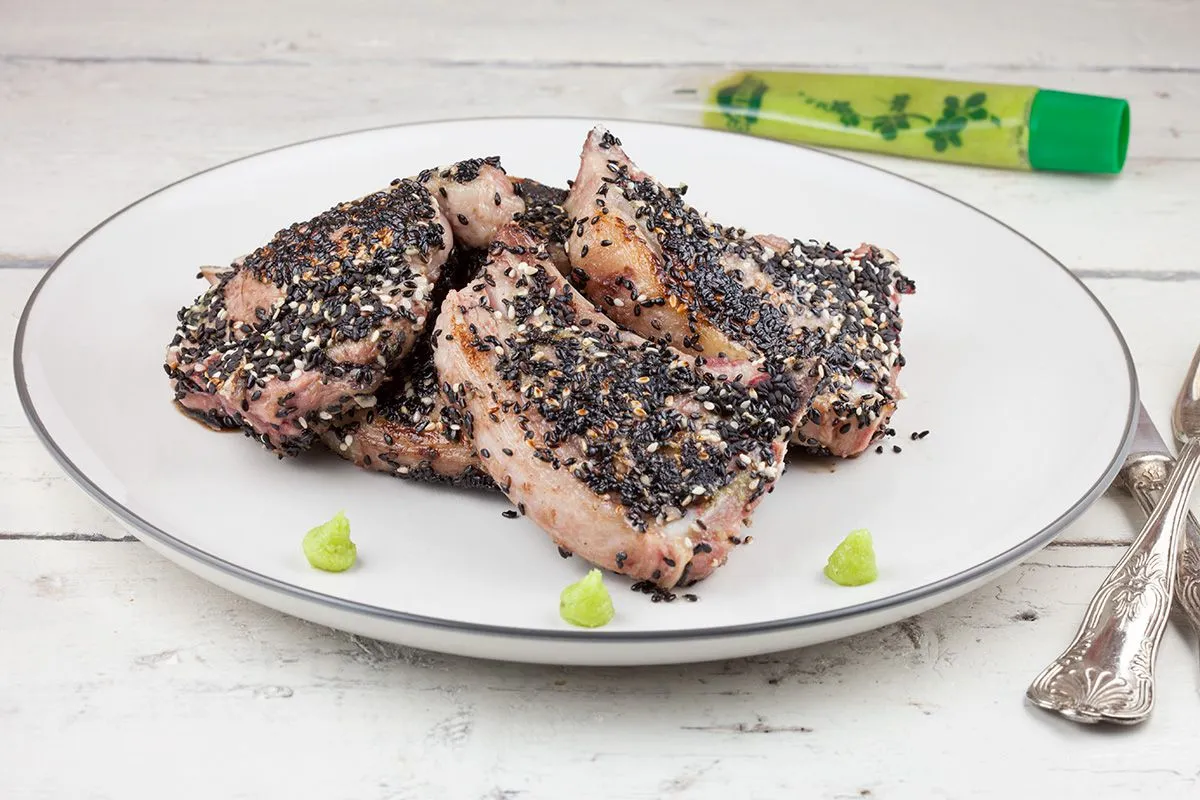 Wasabi and sesame lamb shoulder chop
