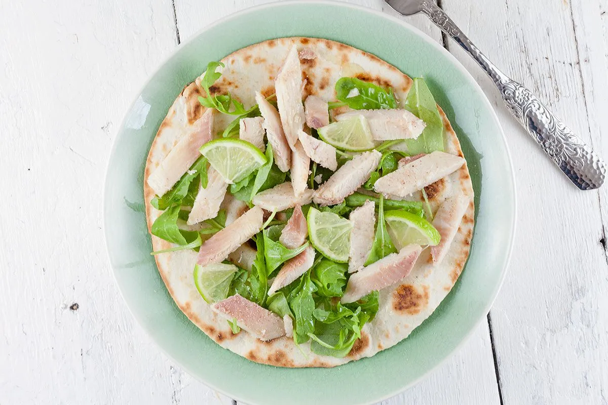 Smoked trout wrap with lime