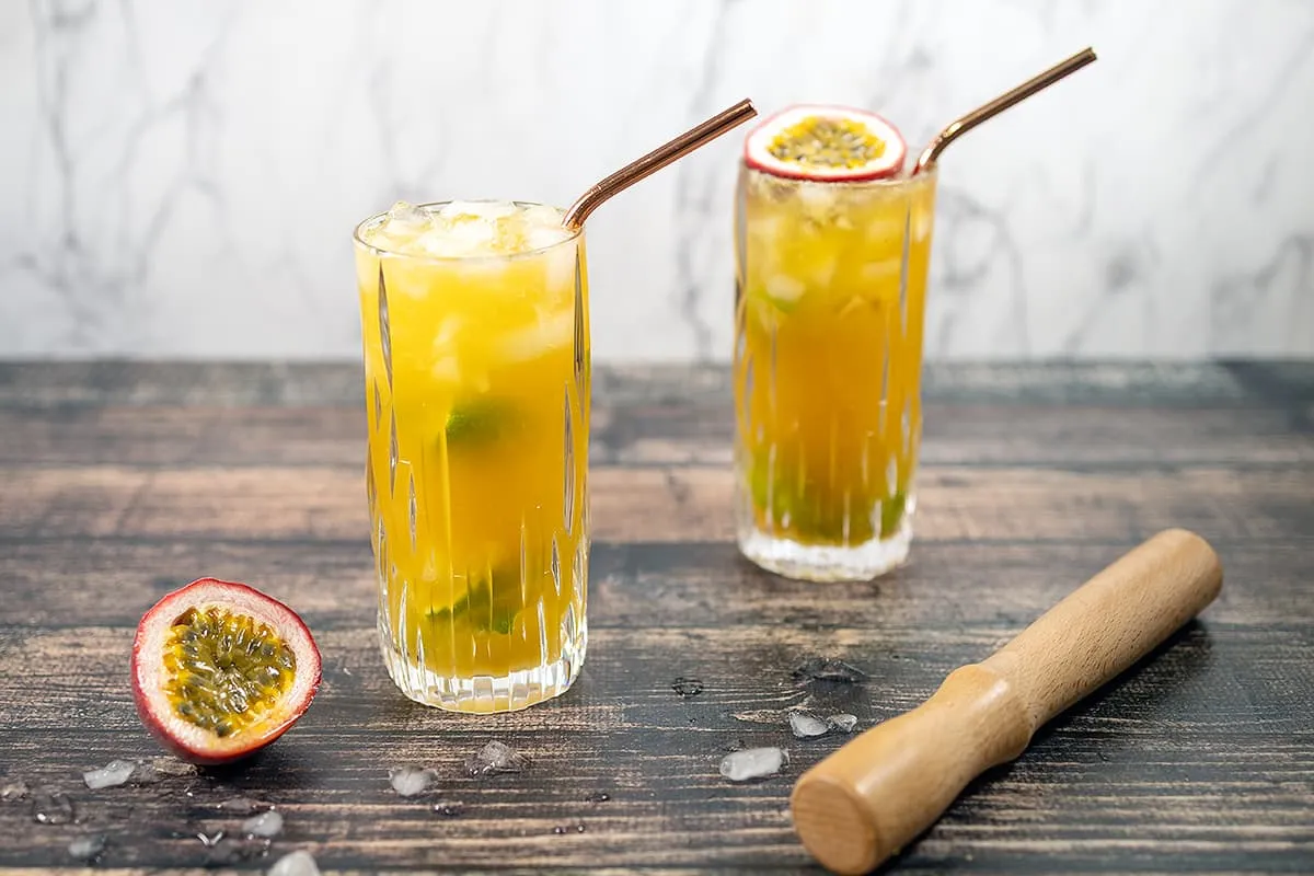 Ipanema mocktail - alcohol free mocktail with passion fruit and lime