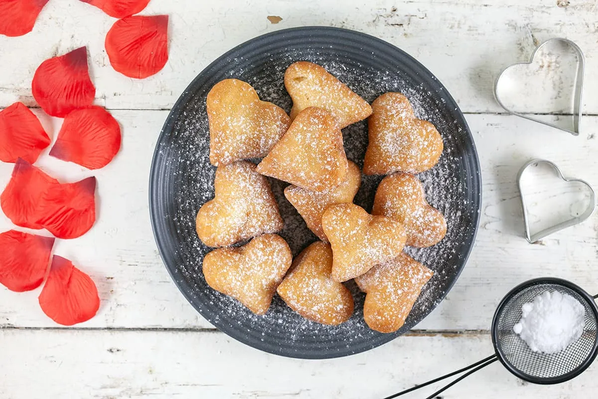 Heart shaped beignets