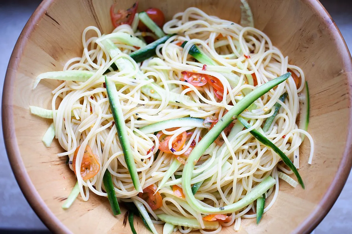 Sweet and sour pasta salad