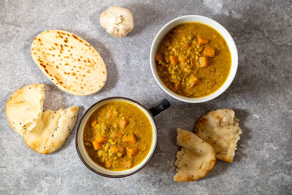 Mung Bean Soup - with Sweet Potato and Spinach