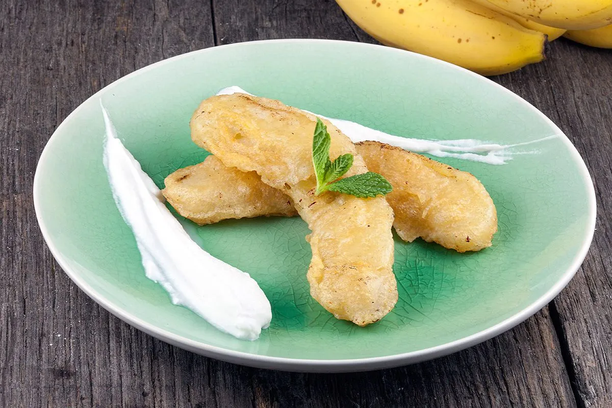 Fried banana and whipped coconut