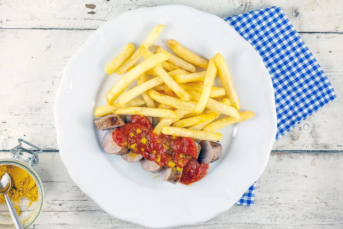 German currywurst with homemade sauce
