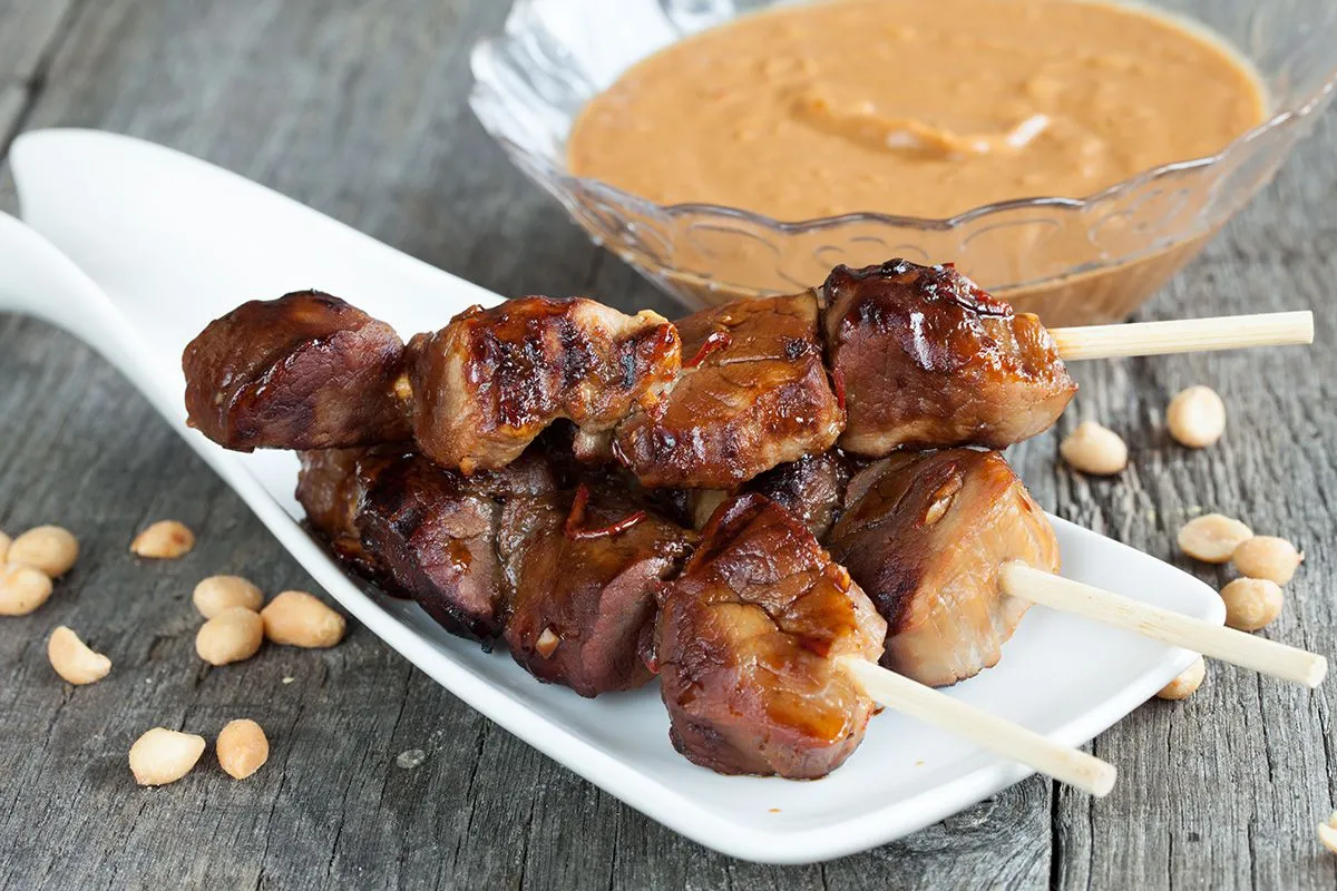 Grilled pork tenderloin satay