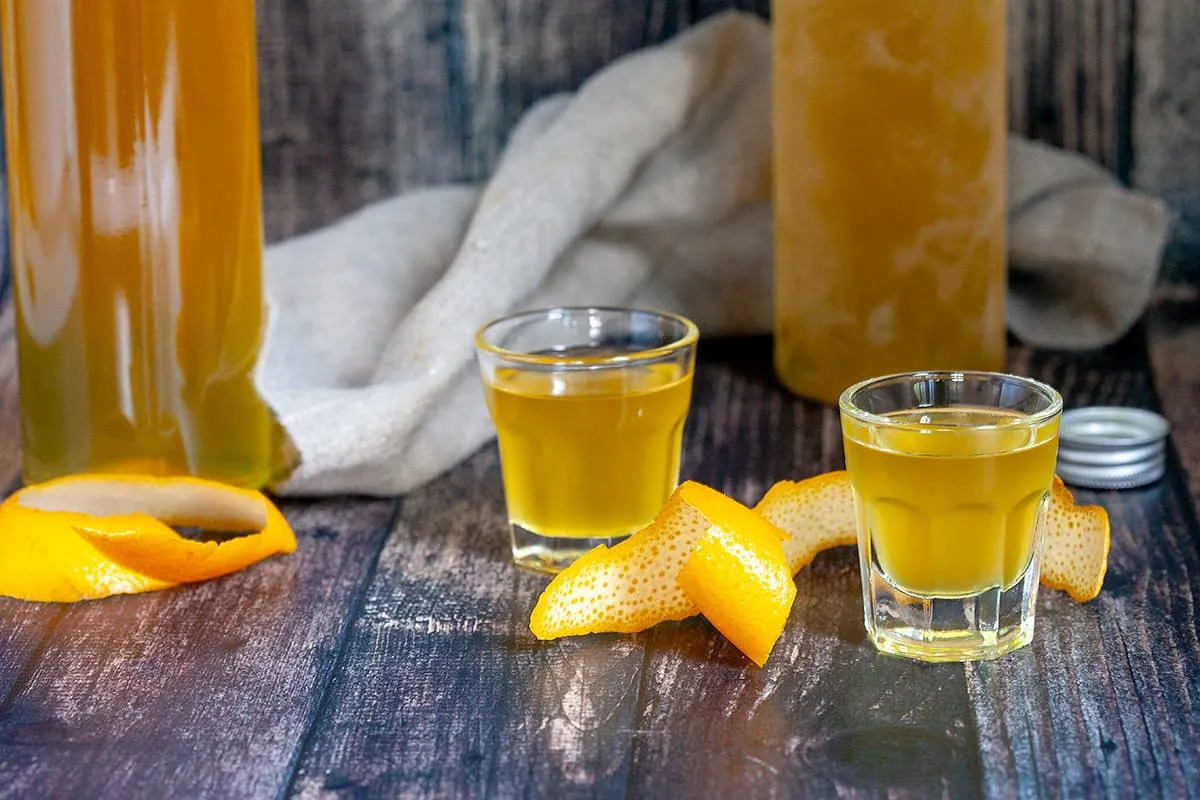 Homemade arancello - Italian orange liqueur