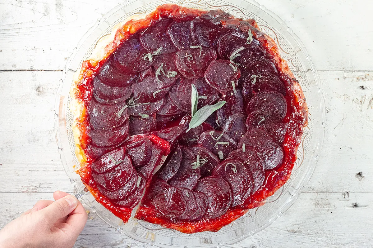 Beetroot tarte tatin