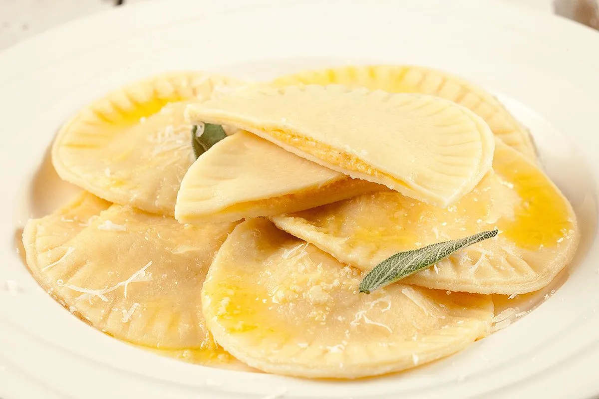 Pumpkin ravioli with sage butter