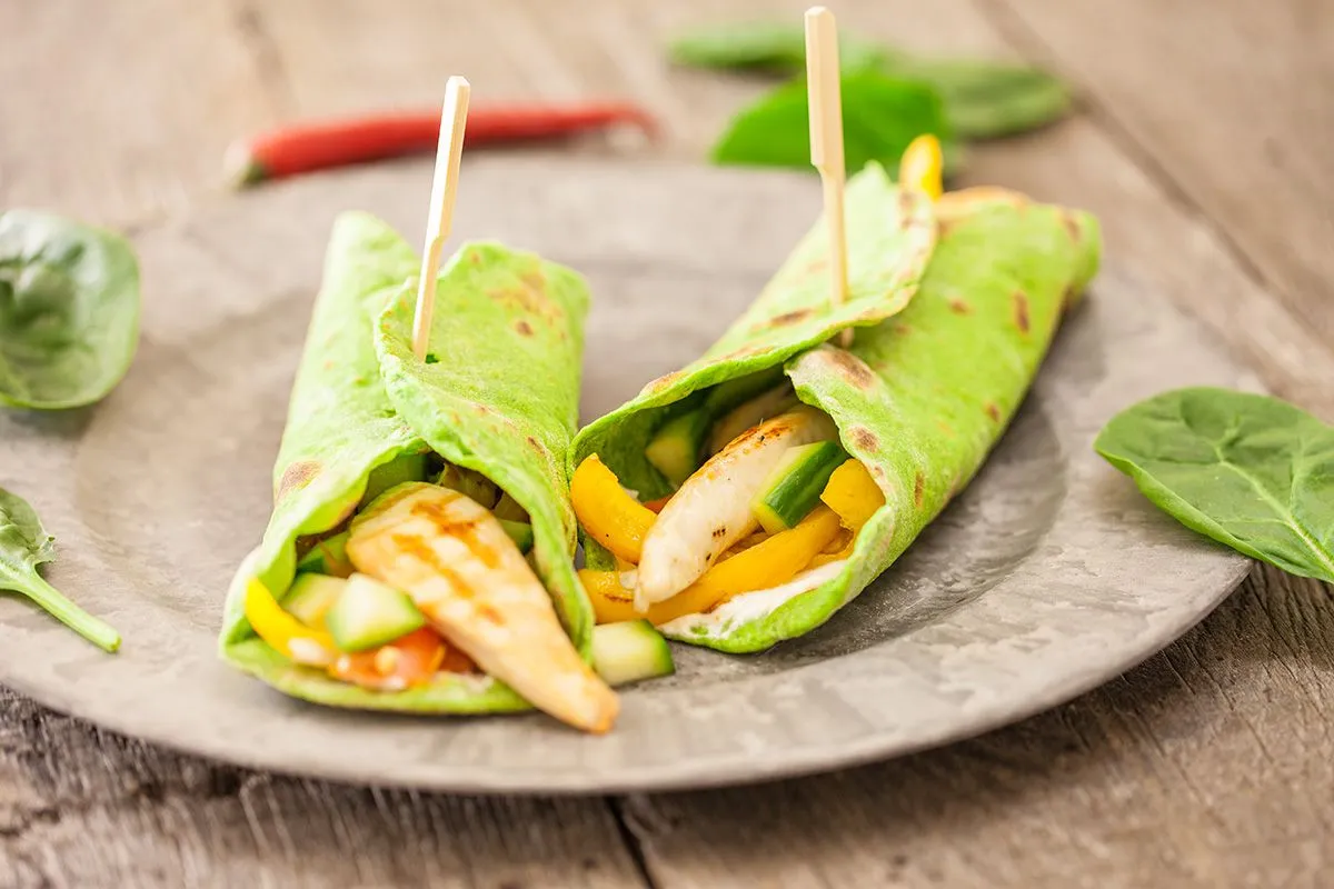 Homemade spinach tortillas