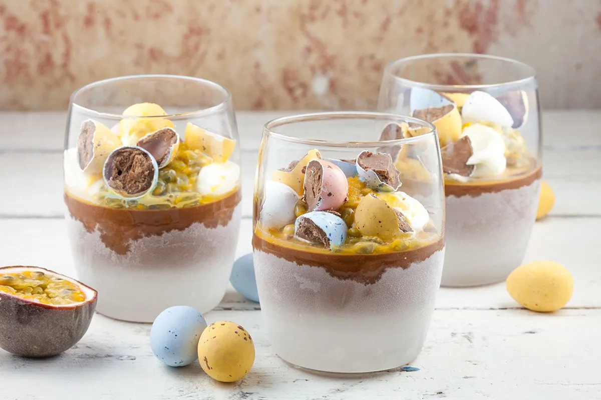 Chocolate parfait with passion fruit