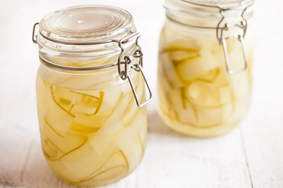 Quick pickled cucumber ribbons