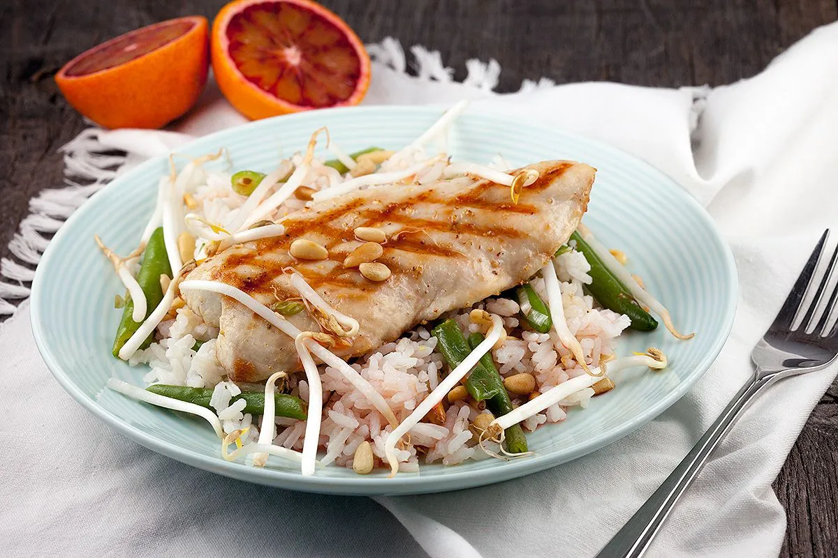 Grilled turkey breast with blood orange dressing