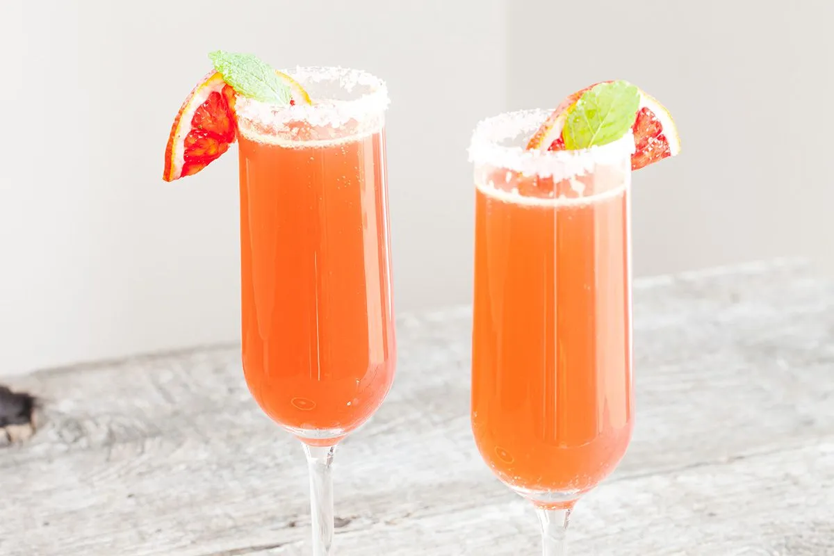 Sparkling blood orange and Cointreau cocktail