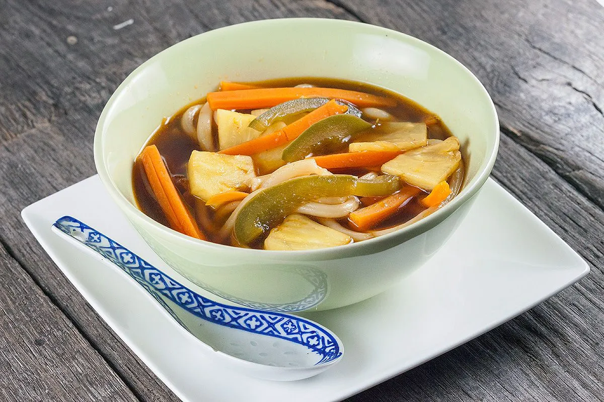 Japanese pineapple udon noodle soup