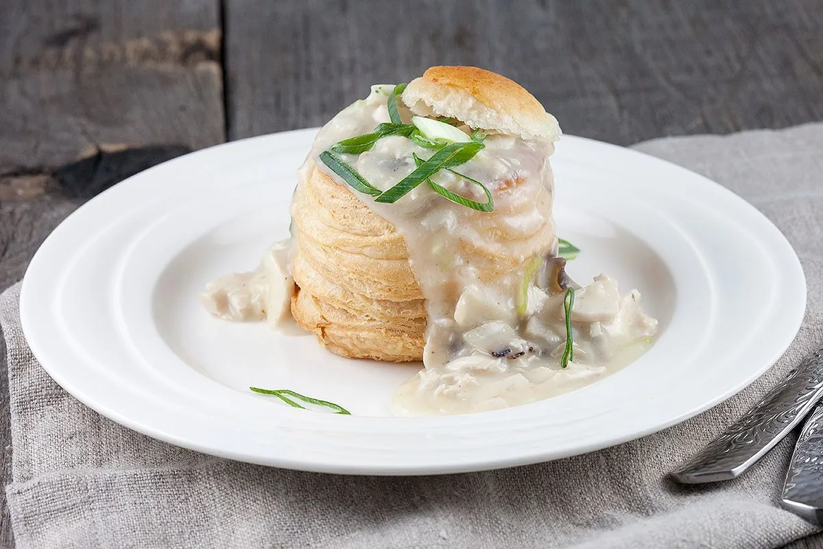 Chicken and mushroom vol au vents