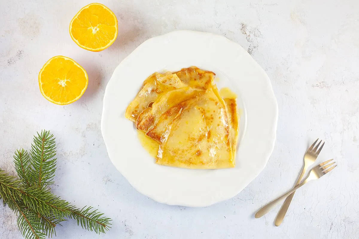 Crêpes Suzette are thin French pancakes