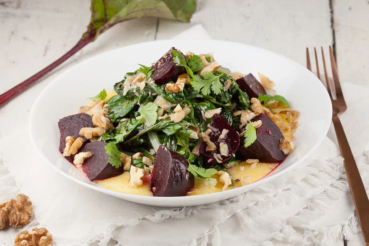 Polenta with sautéed swiss chard